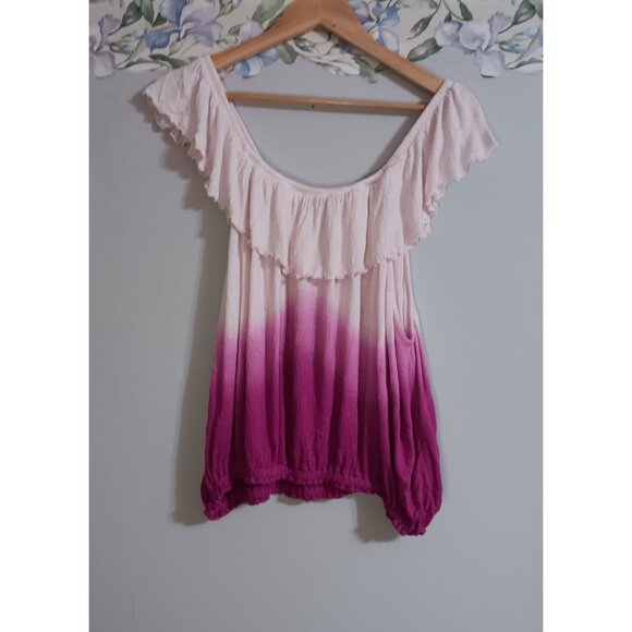 Free People Tops - Free People Large Ombre Cora Lee Off The Shoulder Boho Beach Pink Classic Top